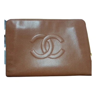 Pre-owned Chanel Leather Clutch Bag In Brown