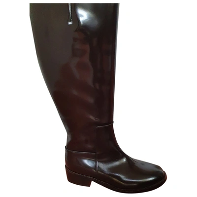 Pre-owned Max Mara Patent Leather Boots In Brown