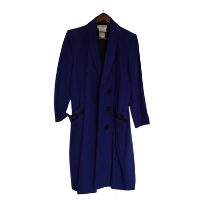 Pre-owned Saint Laurent Wool Cardi Coat In Blue