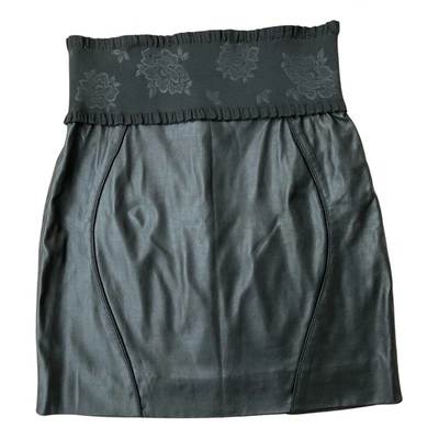 Pre-owned Pinko Leather Mid-length Skirt In Black