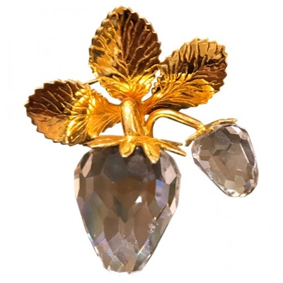 Pre-owned Swarovski Crystal Pin & Brooche In Gold