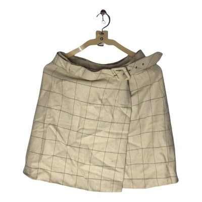 Pre-owned Max Mara Wool Mini Skirt In Beige