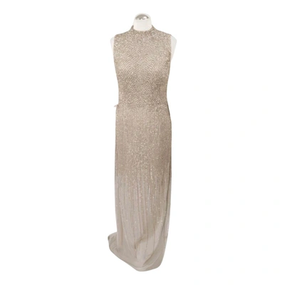 Pre-owned Adrianna Papell Glitter Maxi Dress In Ecru