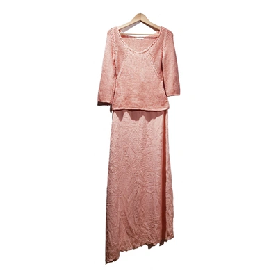 Pre-owned Genny Silk Maxi Dress In Pink