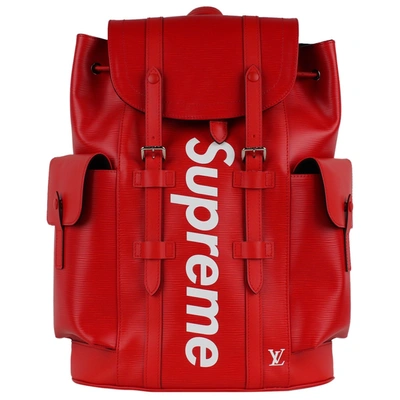 Pre-owned Louis Vuitton Leather Backpack In Red