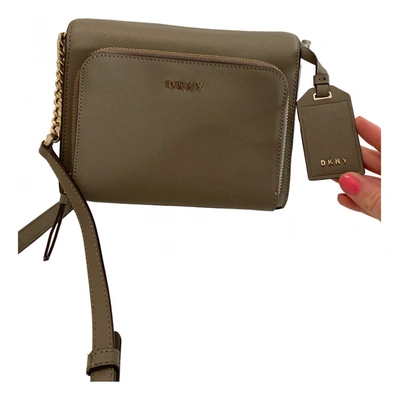 Pre-owned Dkny Leather Handbag In Green
