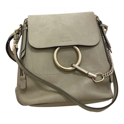 Pre-owned Chloé Faye Leather Backpack In Beige