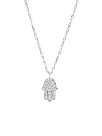 Nephora Women's 14k White Gold & Diamond Hamsa Pendant Necklace