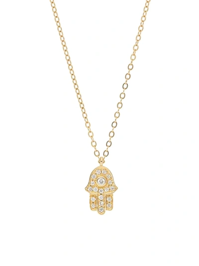 Nephora Women's Diamond Trend 14k Gold Hamsa Pendant Necklace