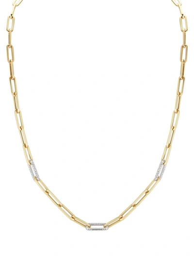 Nephora Women's 14k Two-tone Gold & Diamond Paperclip Chain Necklace In Two Tone Gold