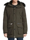 Karl Lagerfeld Men's Faux Fur-lined & Trimmed Parka Coat In Olive