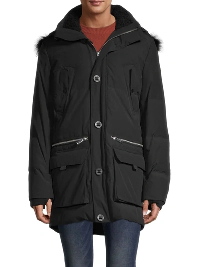 Karl Lagerfeld Men's Faux Fur-lined & Trimmed Parka Coat In Black