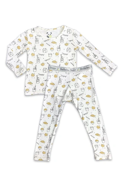 BELLABU BEAR BELLABU BEAR KIDS' MILK & COOKIES TWO-PIECE FITTED PAJAMAS