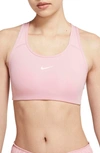 Nike Plus Size Dri-fit Medium-support Sports Bra In Pink Glaze/white