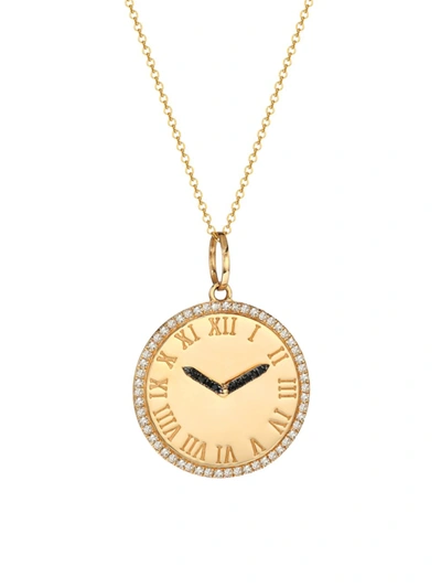 Nina Gilin Women's 14k Yellow Gold & Diamond Clock Pendant Necklace