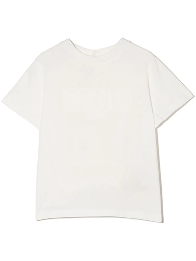 Fendi Babies' Embroidered Logo T-shirt In Red