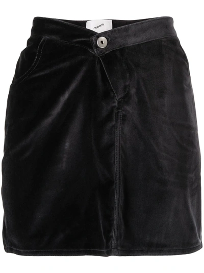 Coperni Velvet V-waist Mini Skirt In Black