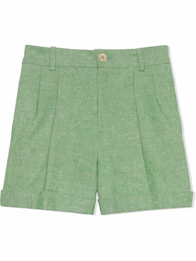 Gucci Kids' Pressed Crease Shorts In Green