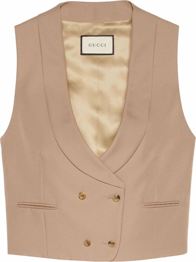 Gucci Double-breasted Gabardine Waistcoat In Pink