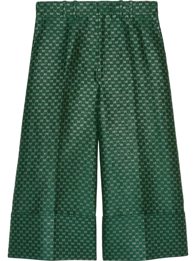 Gucci Mini-gg Cropped Trousers In Green