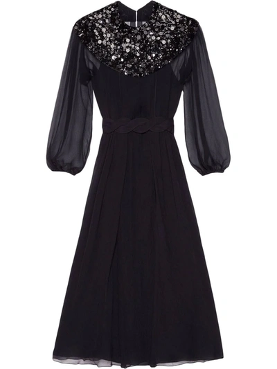 Gucci Sequin-embellished Midi Dress In Black