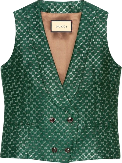 Gucci Mini Gg Wool Waistcoat In Green