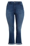 Nydj Plus Ava Womens High Rise Dark Wash Flared Jeans In Bluewell