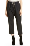 Nili Lotan Cropped Drawstring Waist Trousers In Charcoal Stripe