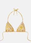 Versace Barocco Bikini Top In Pink+yellow