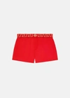 Versace Greca Border Long Boxer Trunks In Red