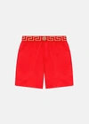 Versace Greca Border Boardshorts In Red