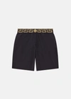 Versace Swim Shorts Featuring Greek Border In Black