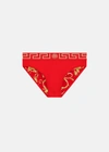 Versace Greca Border Swim Briefs In Red