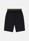 Versace Greca Border Long Boardshorts In Black