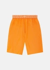 Versace Greca Border Boardshorts In Orange