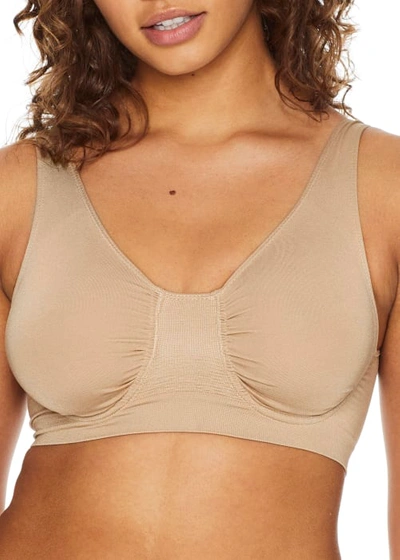 Rhonda Shear Moisture Wicking Underwire Seamless Bralette In Beige