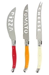 French Home 3 Piece Laguiole Pizza, Tomato, And Cheese Knife Set ,tuscan Sunset In Orange/red/cream