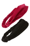 Tasha 2-pack Pleated Head Wraps In Fuchsia Black