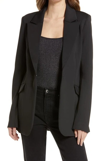 Good American Womens Black001 Scuba Single-breasted Stretch-crepe Blazer L