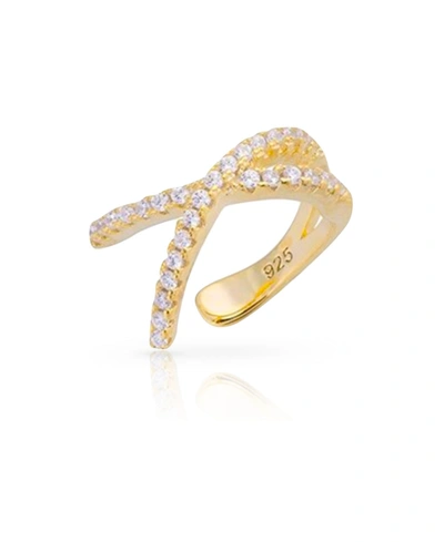Ben Oni Pave Cubic Zirconia X Ear Cuff In Gold Plated