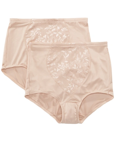 Bali Women's Firm Control Tummy Panel 2 Pack X710 In Nude Jacquard,nude Jacquard
