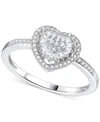Macy's Diamond Cluster Heart Ring (1/4 Ct. T.w.) In Sterling Silver In Sterling Silver