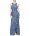 ALEX EVENINGS LACE SIDE-RUFFLE GOWN