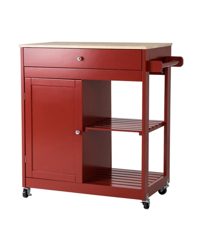Glitzhome Basic Kitchen Island With Drawer In Red