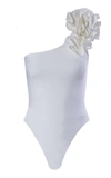 Maygel Coronel Women's Janina Ruffled Single-shoulder One-piece Swimsuit In White,purple