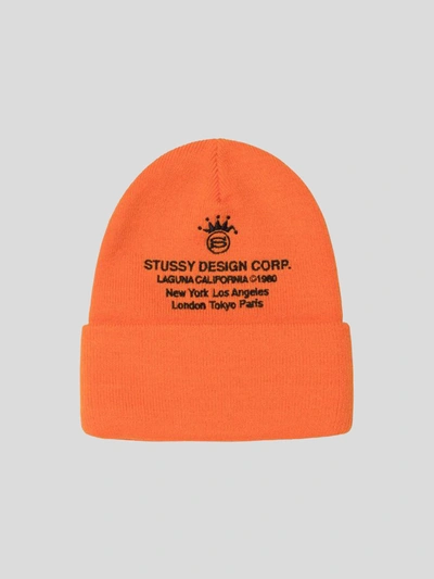 Stussy Design Corp Cuff Beanie In Orange