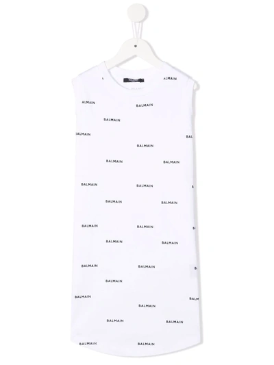 Balmain Kids' Logo-lettering Cotton Waistcoat In White