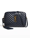 Saint Laurent Lou Medium Monogram Ysl Calf Crossbody Bag In Dark Blue