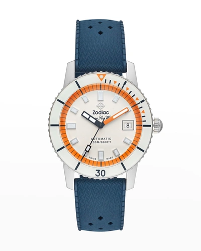 Zodiac Men's Super Sea Wolf Automatic Rubber Watch In Blue
