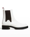 CHRISTIAN LOUBOUTIN MEN'S MOTOK RED SOLE LEATHER CHELSEA BOOTS